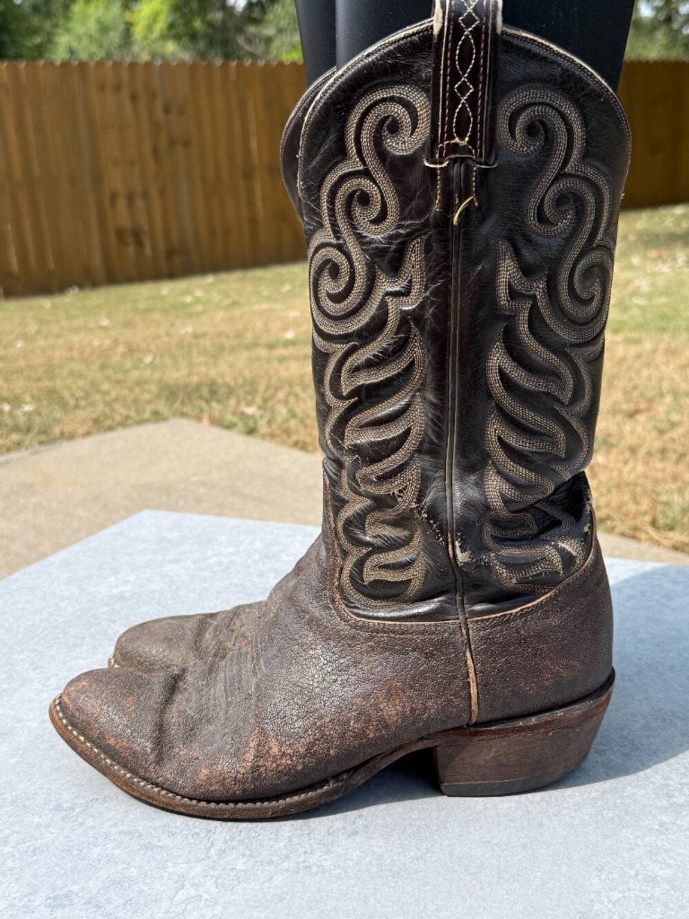 Tony Lama Mens 9.5D Brown Black Cowboy Boots Western Rodeo Ranchcore Vintage4194